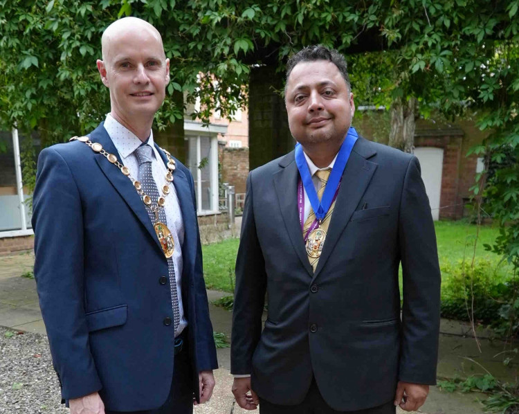 Councillor Robert Margrave (left) is the new chairman of Warwick District Council, with Cllr Naveen Tangri vice chairman (image via WDC)