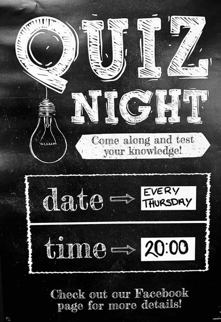 The Talbot's pub quiz is a blast! You can form a team of 6 and enter for free. Starting from 8pm.