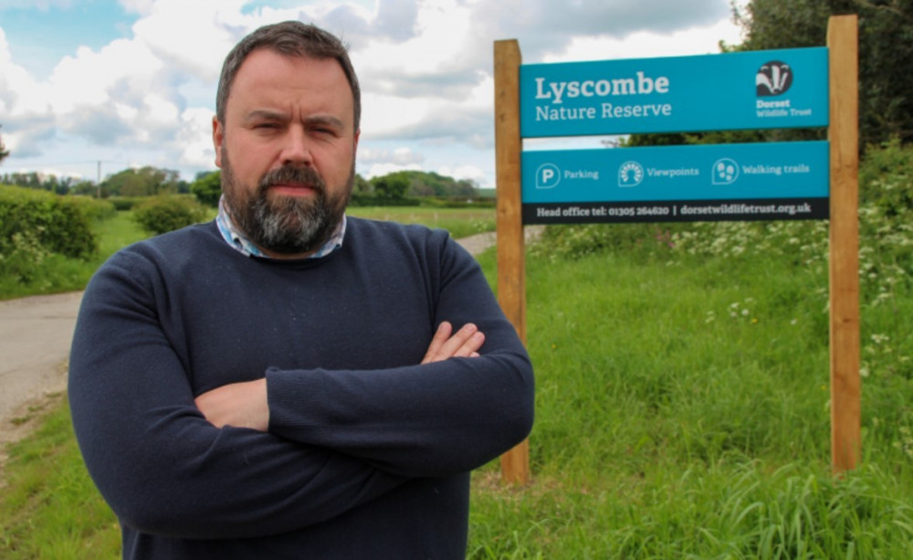 MP Chris Loder at the Lyscombe Farm site.