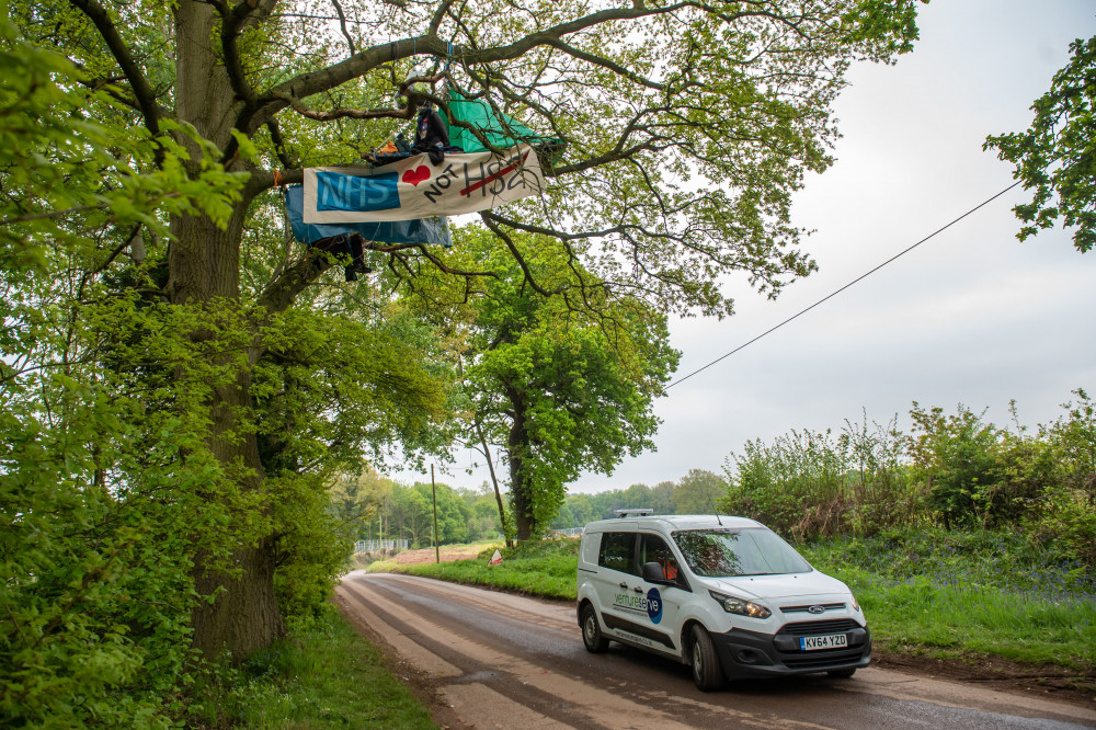 Protestors along Crackley Lane photographed in 2020 (image via SWNS)