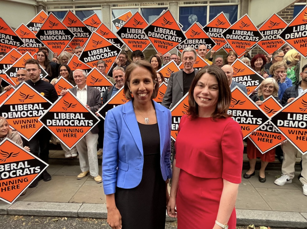 Munira Wilson (left) and Sarah Olney launch their campaigns in Twickenham and Richmond Park (credit: Liberal Democrats).