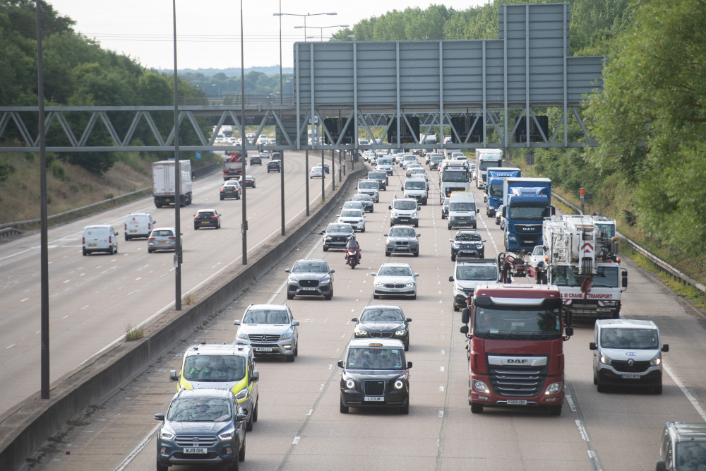 Delays of 60 minutes are being reported around the M40 (image via SWNS)