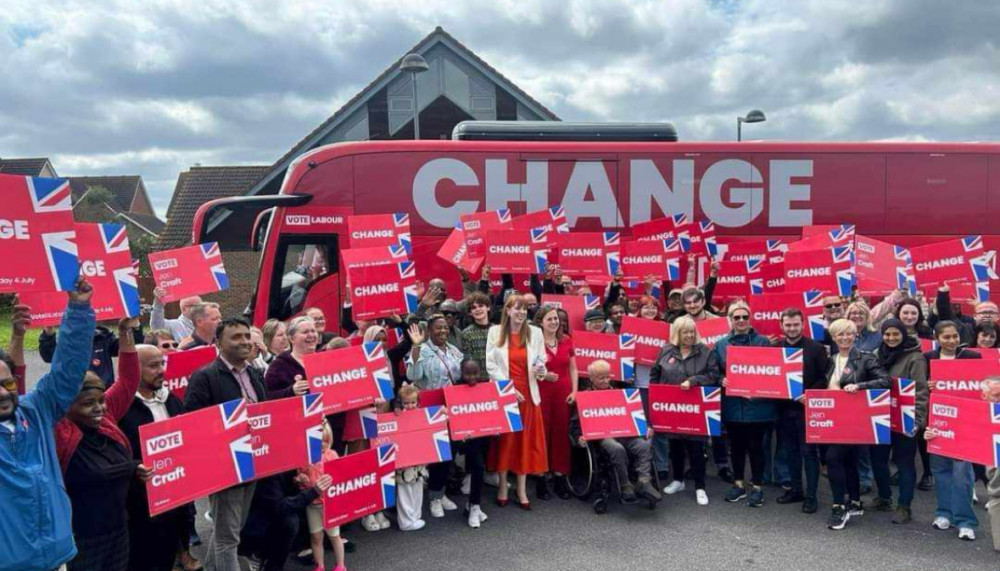 The Labour battle bus in Thurrock. 