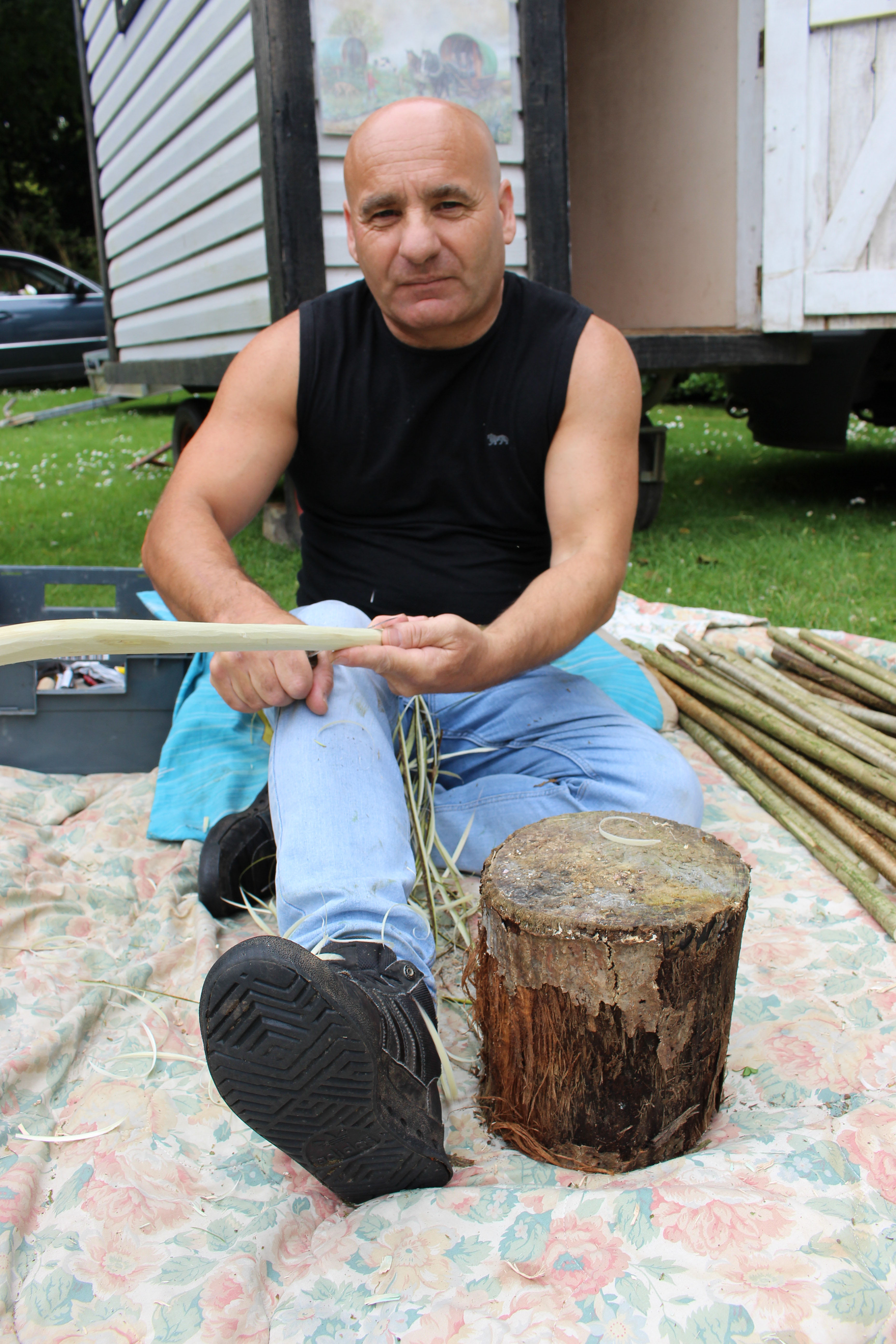 Leon Rawlings demonstrates making traditional clothes pegs at a previous event