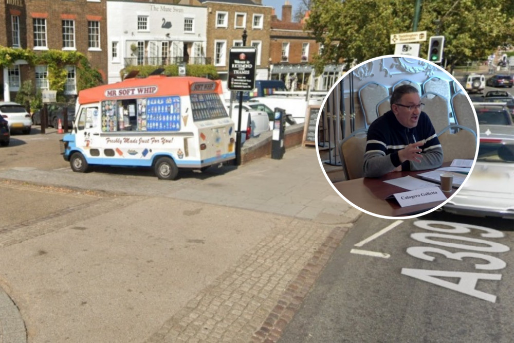 An ice cream trader has been operating for extra hours in Hampton Court Way but Richmond Council has now told him it was a mistake (credit: Google Maps & Richmond Council).