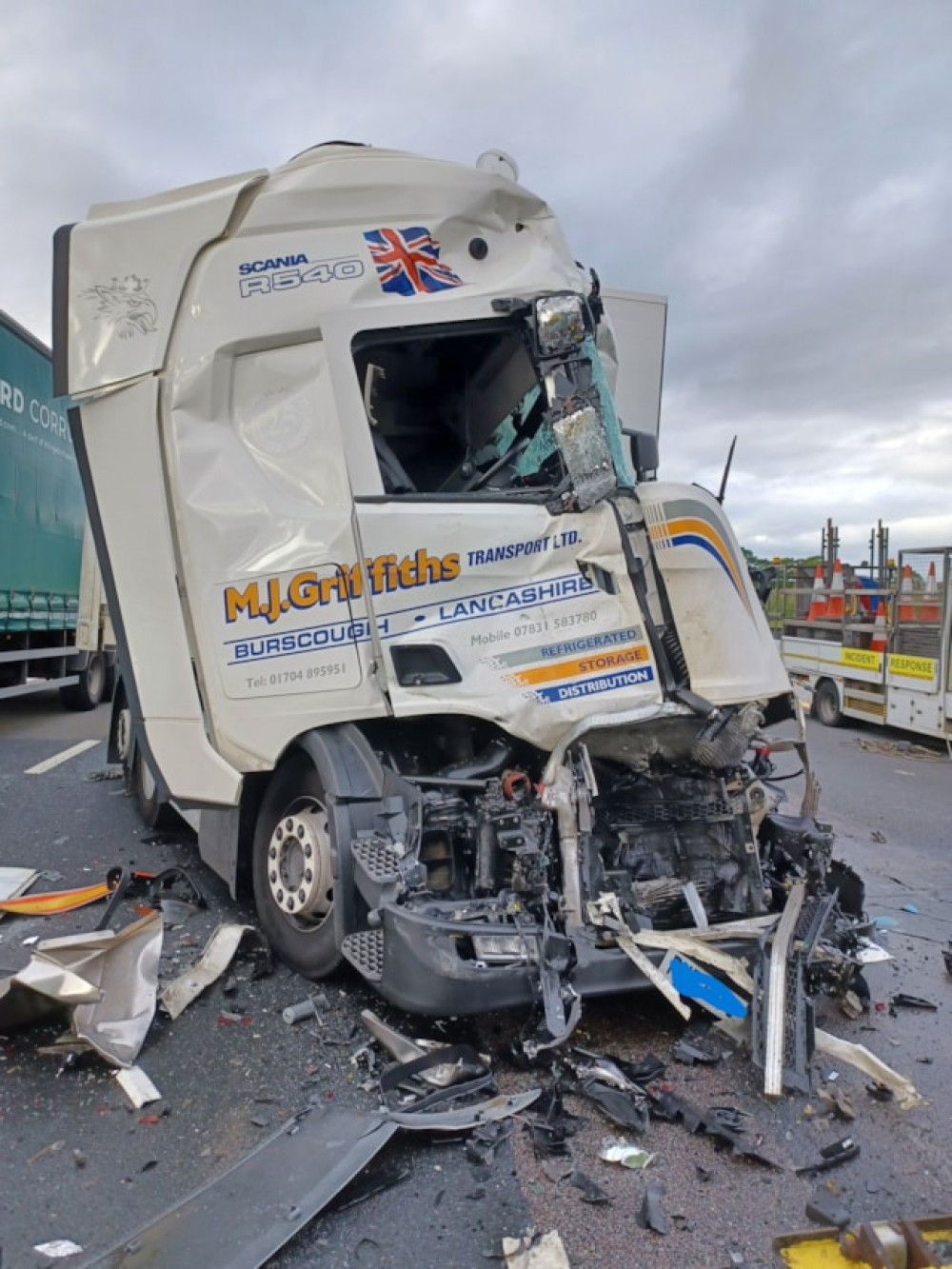 Four HGVs and a tanker were involved in the accident. (Photo: Cheshire Police) 