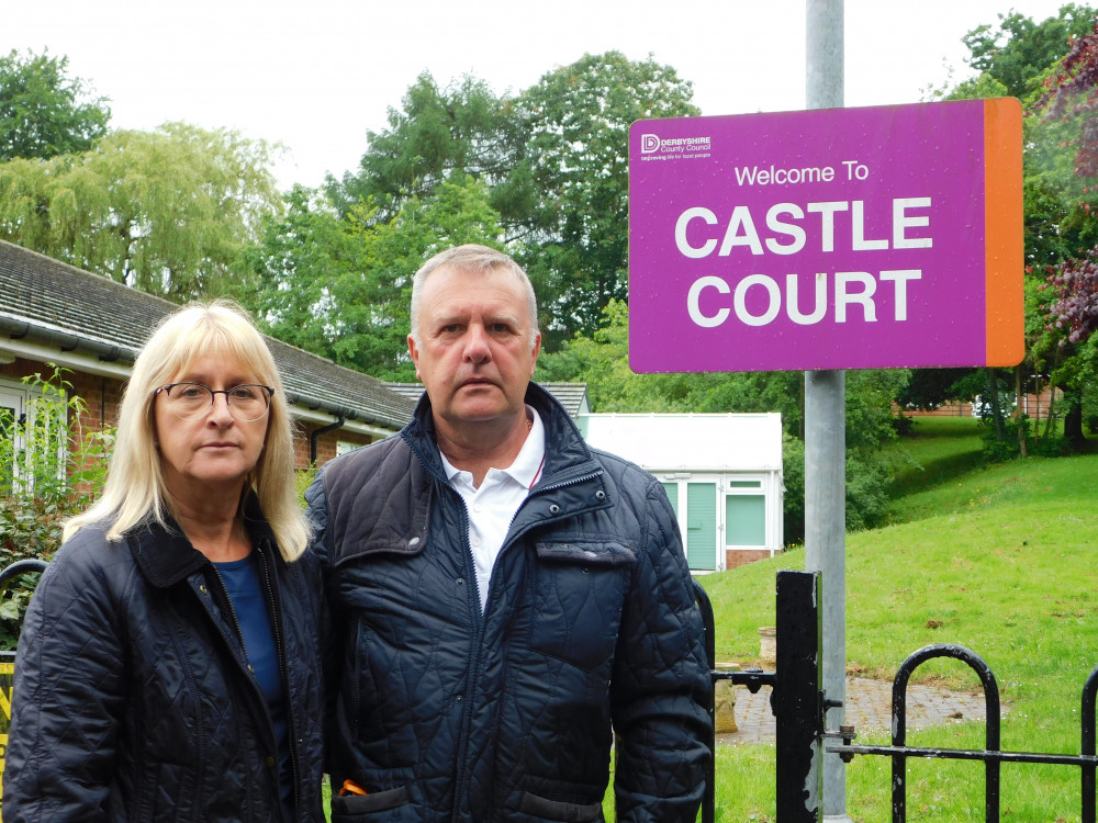 Mark and Sonia Essex outside Castle Court Care Home in Arthur Street, Castle Gresley. Photos by Eddie Bisknell.