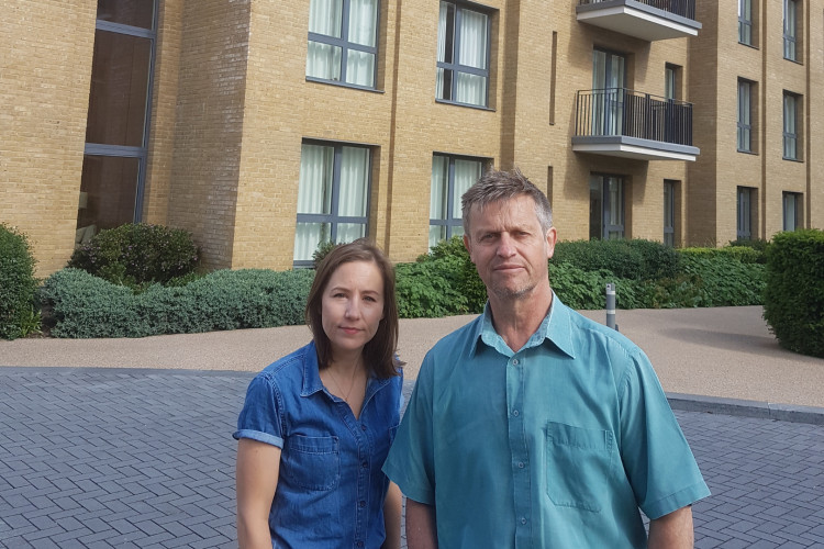 Green Party's Chas Warlow (right) and Chantal Kerr-Sheppard (left) at Teddington Riverside. (Photo: Green Party)