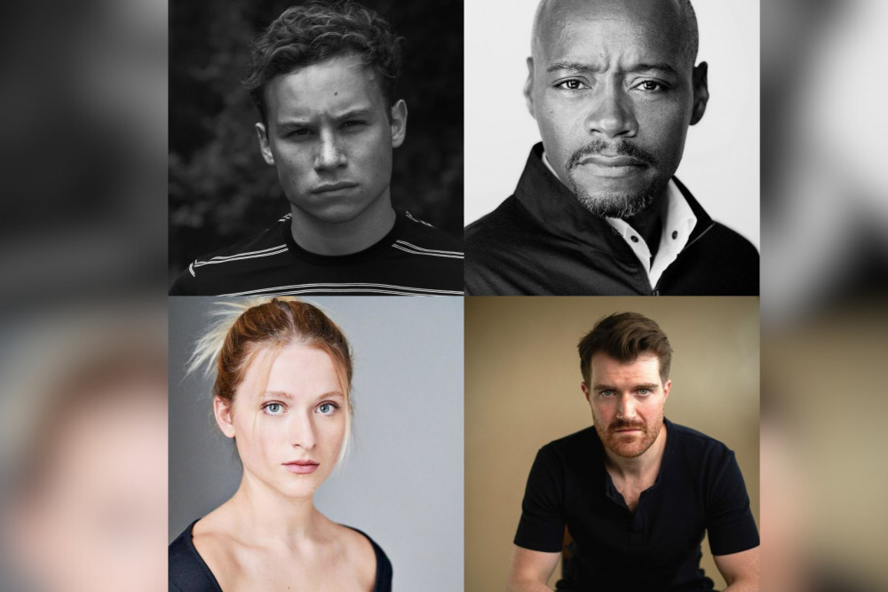 Headshots of full cast for Red Speedo (credit: Orange Tree Theatre)