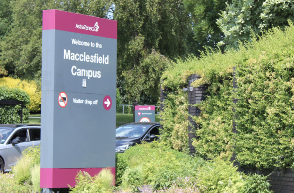 Cars exit AstraZeneca’s Charter Way Campus, heading towards Hulley Road, Hurdsfield, Macclesfield. 