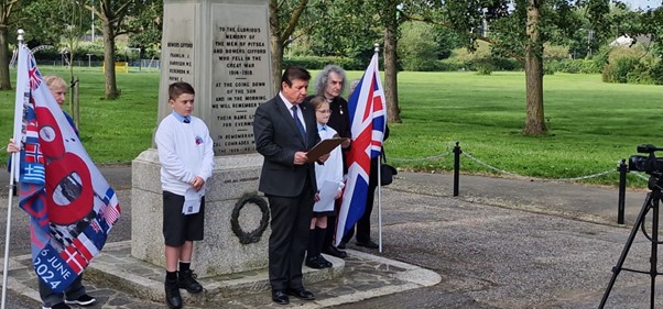 Stepehn Metcalfe at Pitsea’s War Memorial in Howard Park.