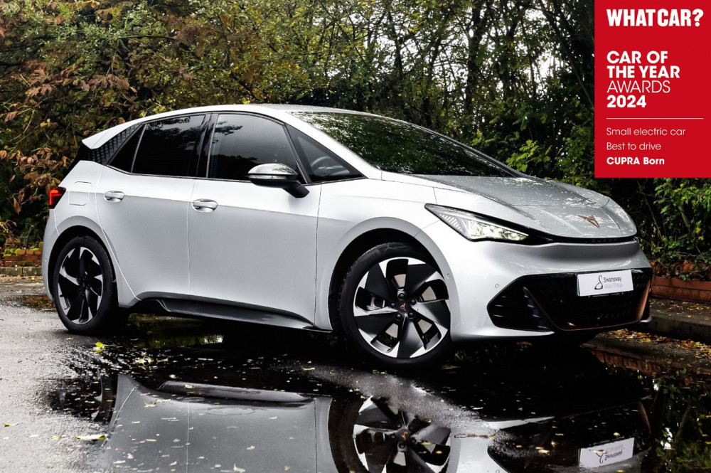 The all electric CUPRA Born is now available at Swansway Motor Group for just £289.31 a month (Swansway).