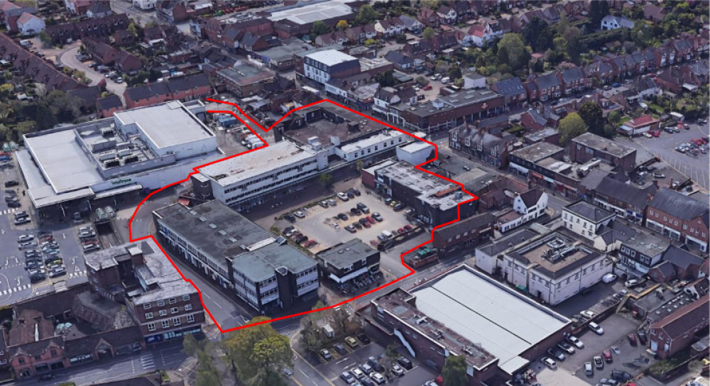 The scheme would have see 43 flats and two more shops built at Talisman Square (image via planning application)