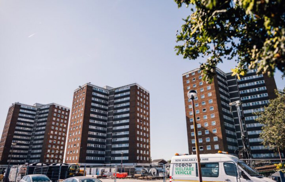 Chadwell St Mary's tower blocks. 