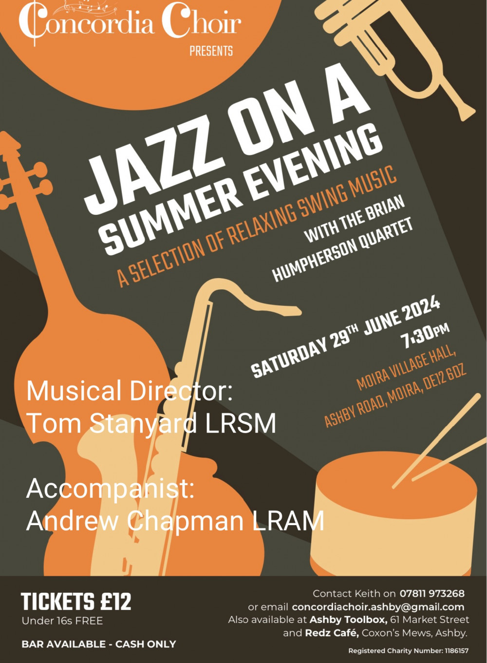 Jazz On A Summer Evening at Moira Village Hall, Ashby Road, Moira, near Ashby de la Zouch