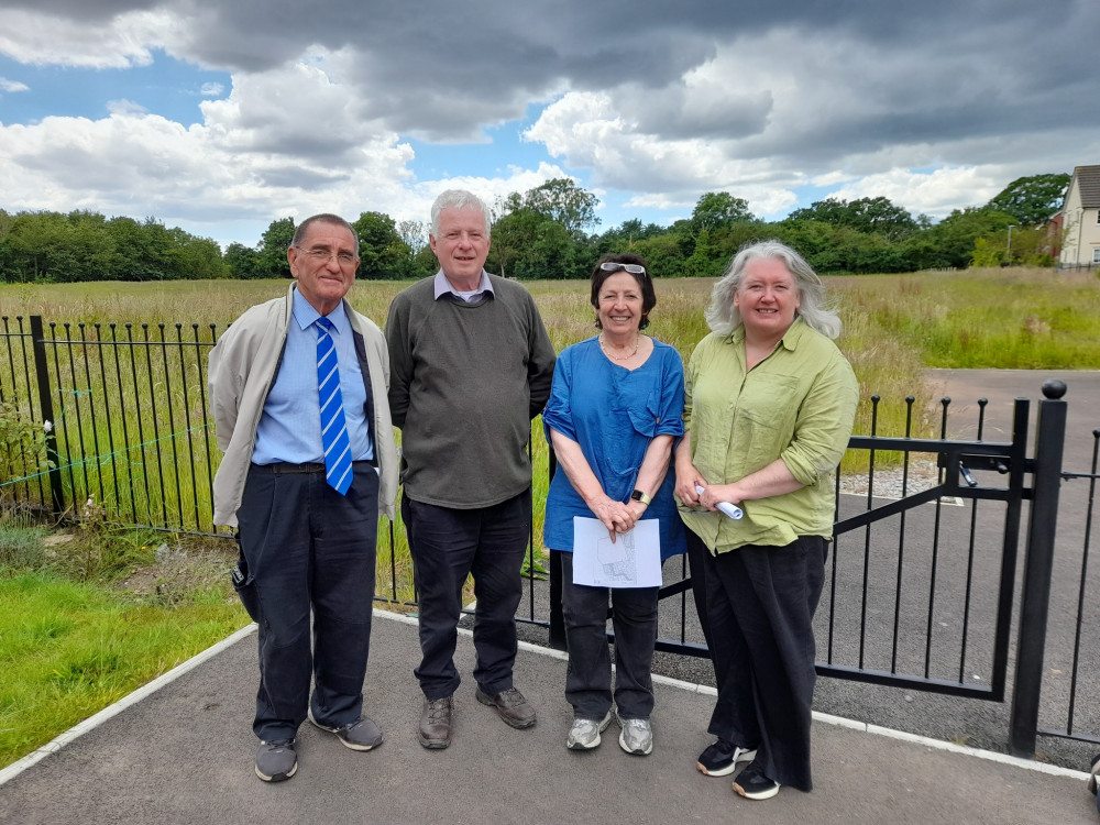 Plaid Councillors Malcolm Phillips, Chris Franks, Anne Asbrey and Debbie Evans at the grounds.