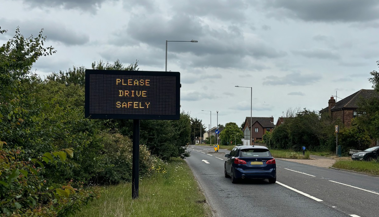 The variable message sign on Stanford Road.