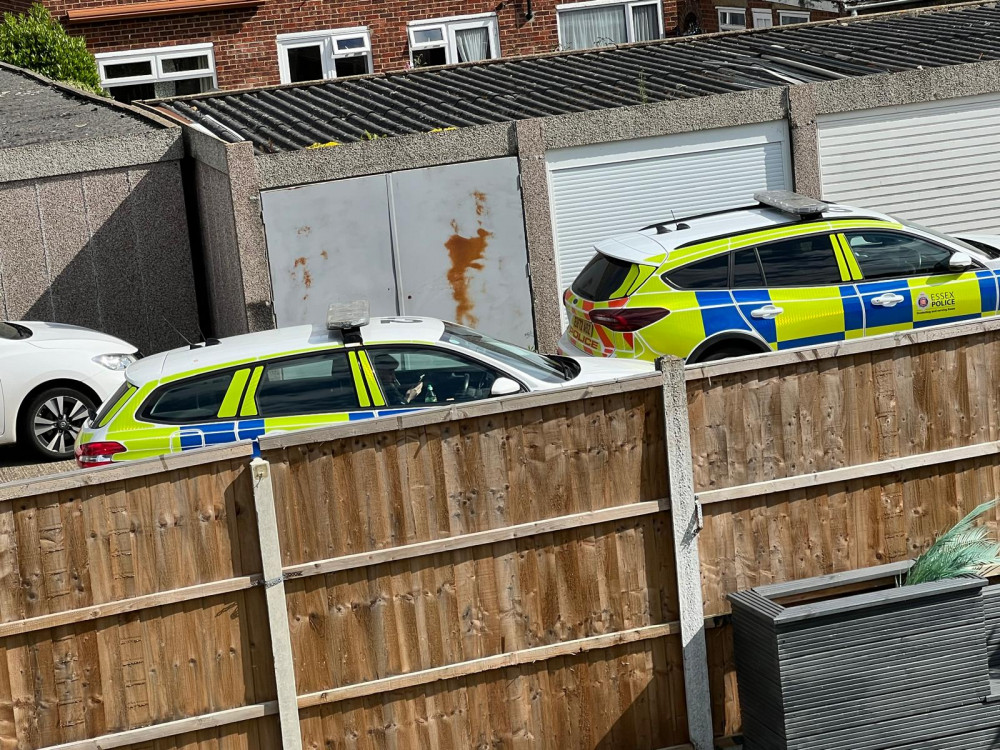 Police officers on the Homesteads yesterday. 