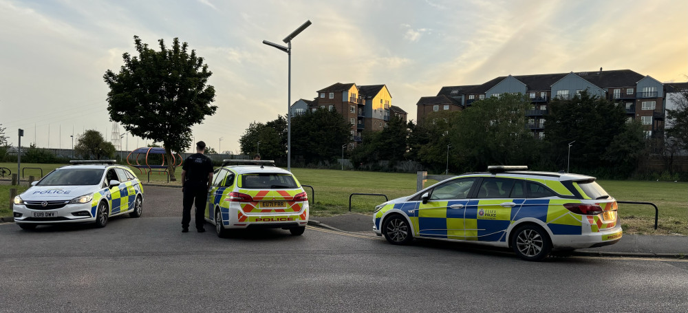 Police around Kilverts Field. 