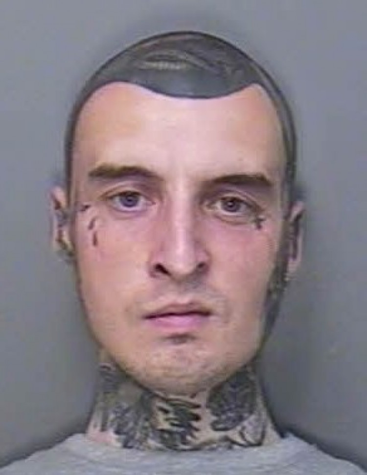 Joshua Taylor, age 32, previously from Letchworth has been jailed for 12 years (image via Hertfordshire Constabulary)