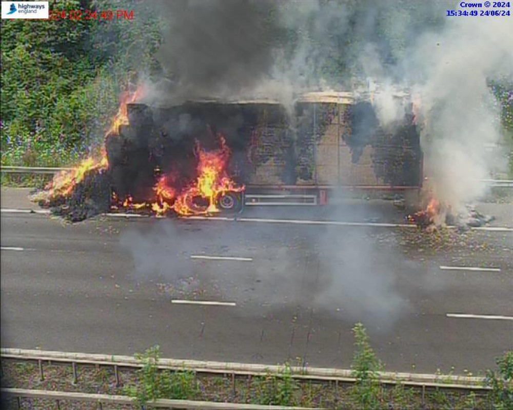 The M6 is closed within junction two (image via National Highways)