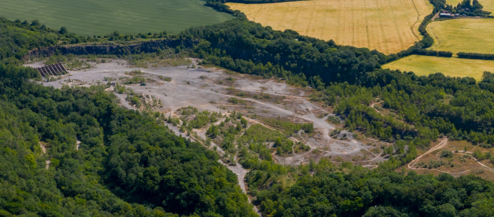 Aerial view of Westdown Quarry (Heidelberg Materials)