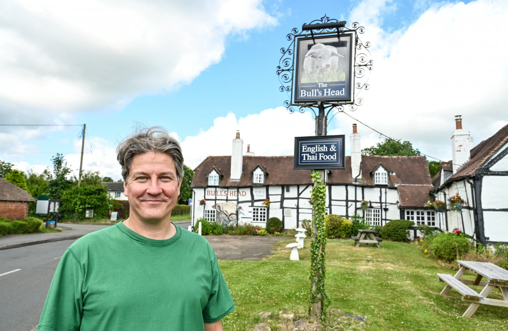 Martin Peel paid a local artist £1,200 to have the 8ft mural emblazoned on the side of The Bull's Head (image by SWNS)