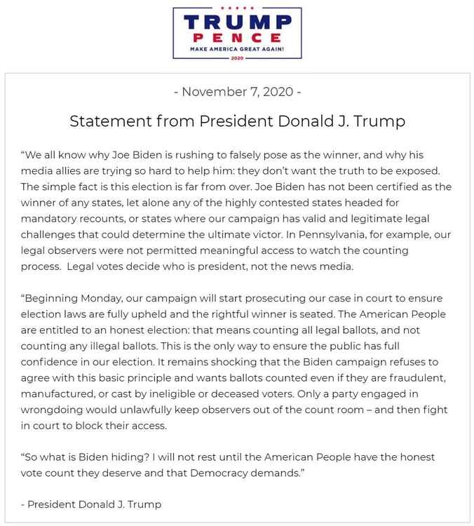 A statement from President Trump