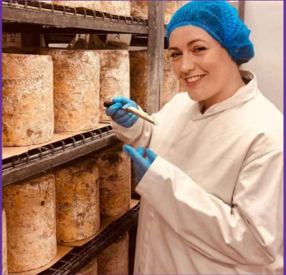 MP Alicia Kearns visiting a stilton cheese farm