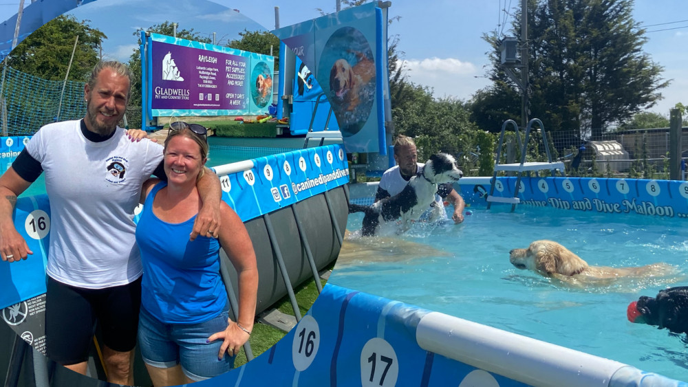 Jodie and Terry Bruce alongside their busy business, Canine Dip & Dive Maldon. (Photos: Chloe Brewster)