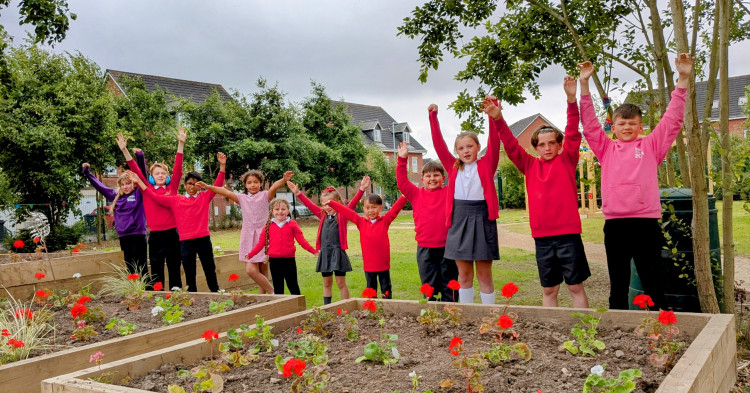 Belvoirdale School pupils at the opening of the new community garden. Photo: Supplied