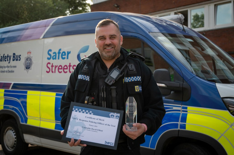 Police constable, David Elliott, who has been with Cheshire Constabulary for 18 years, has won the 2024 'Response Officer of the Year' award (Cheshire Police).