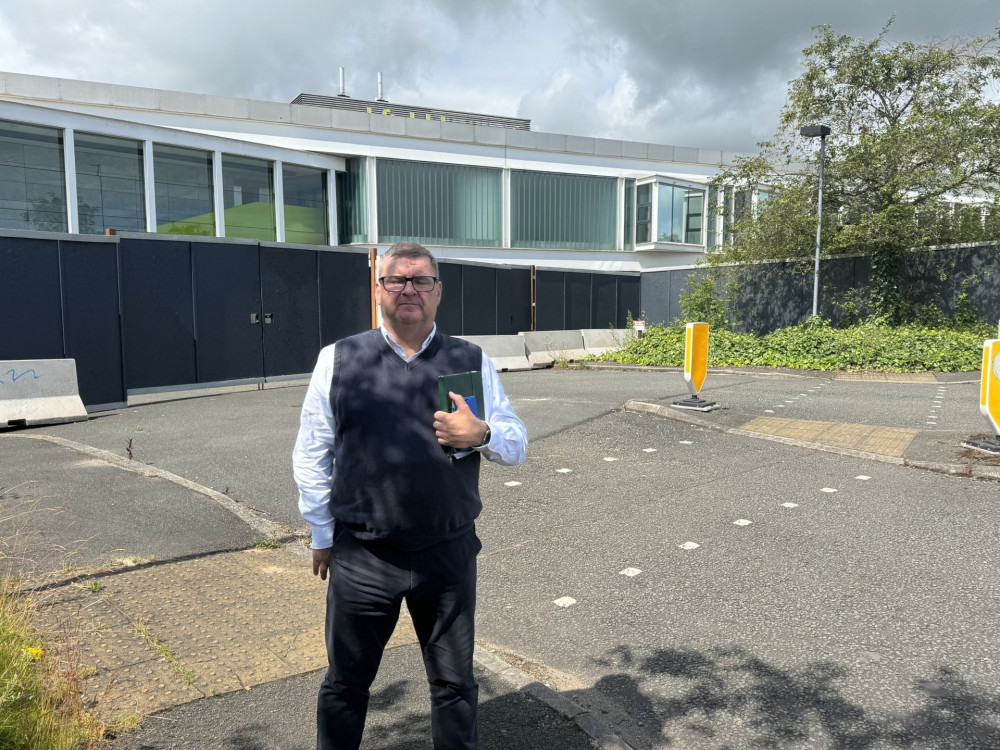 Ashby councillor Murrae Blair-Park outside Ashfield House - the site of the planned Lidl store. Photos: Ashby Nub News