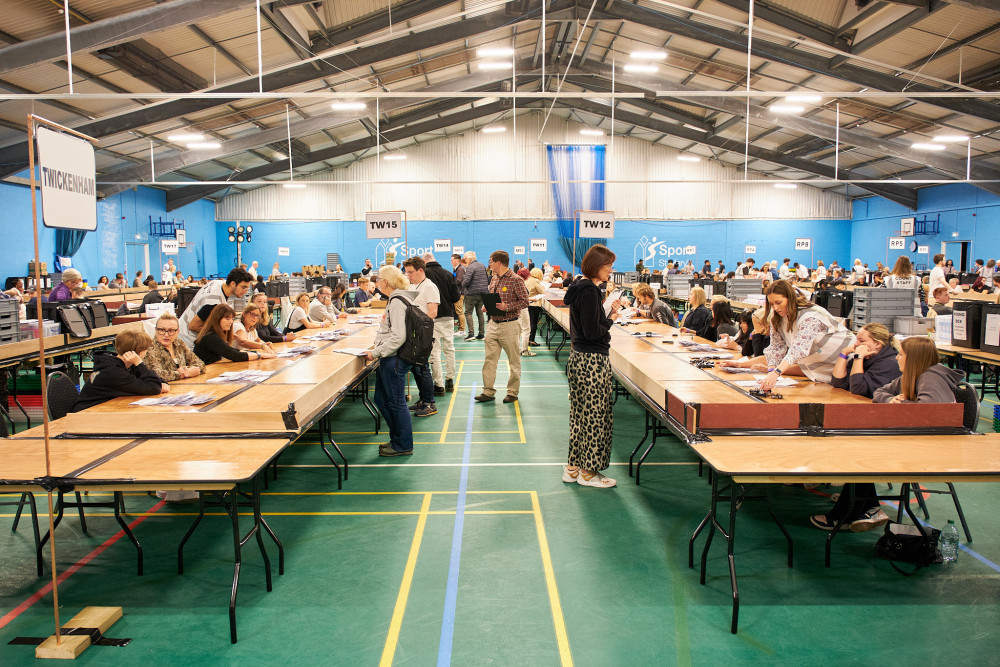 Nub News is at St Mary’s University where votes for candidates in Twickenham and Richmond Park constituencies are being counted for the 2024 general election. (Photo: Oliver Monk)