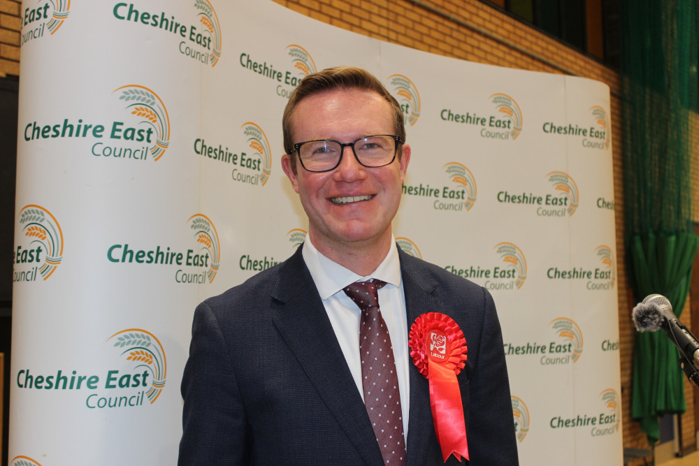 It is all smiles for Tim Roca, after he was declared as Macclesfield's new MP. 