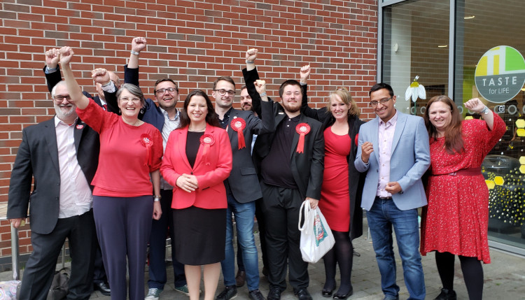 Labour Celebrate Congleton Win Labour Celebrate Sarah Russell's win in Congleton (Photo: Belinda Ryan LDRS)