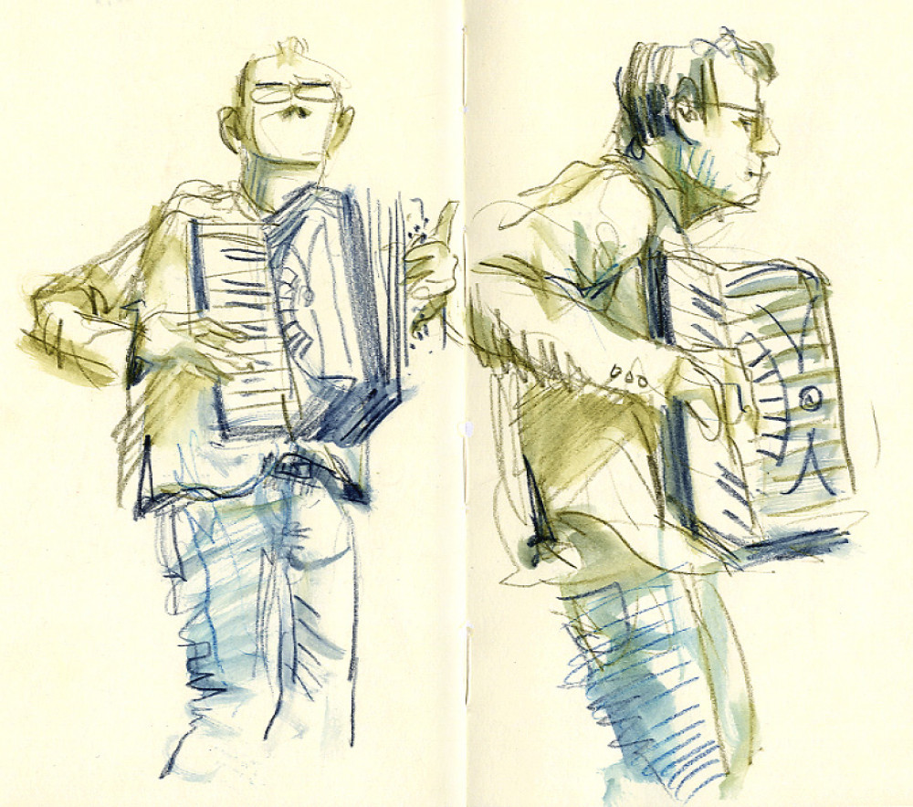 Gesture Drawing: Depicting Live Musicians (Half day tutorial plus 1 day live drawing) 