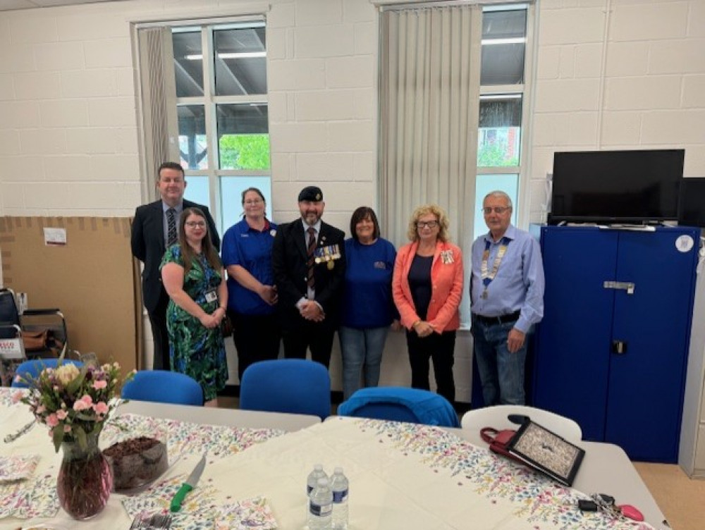 Dr Sarah Furness, Lord Lieutenant of Rutland, with the team behind the new Veteran's Coffee Morning in Oakham. Image credit: Ian Reynolds.