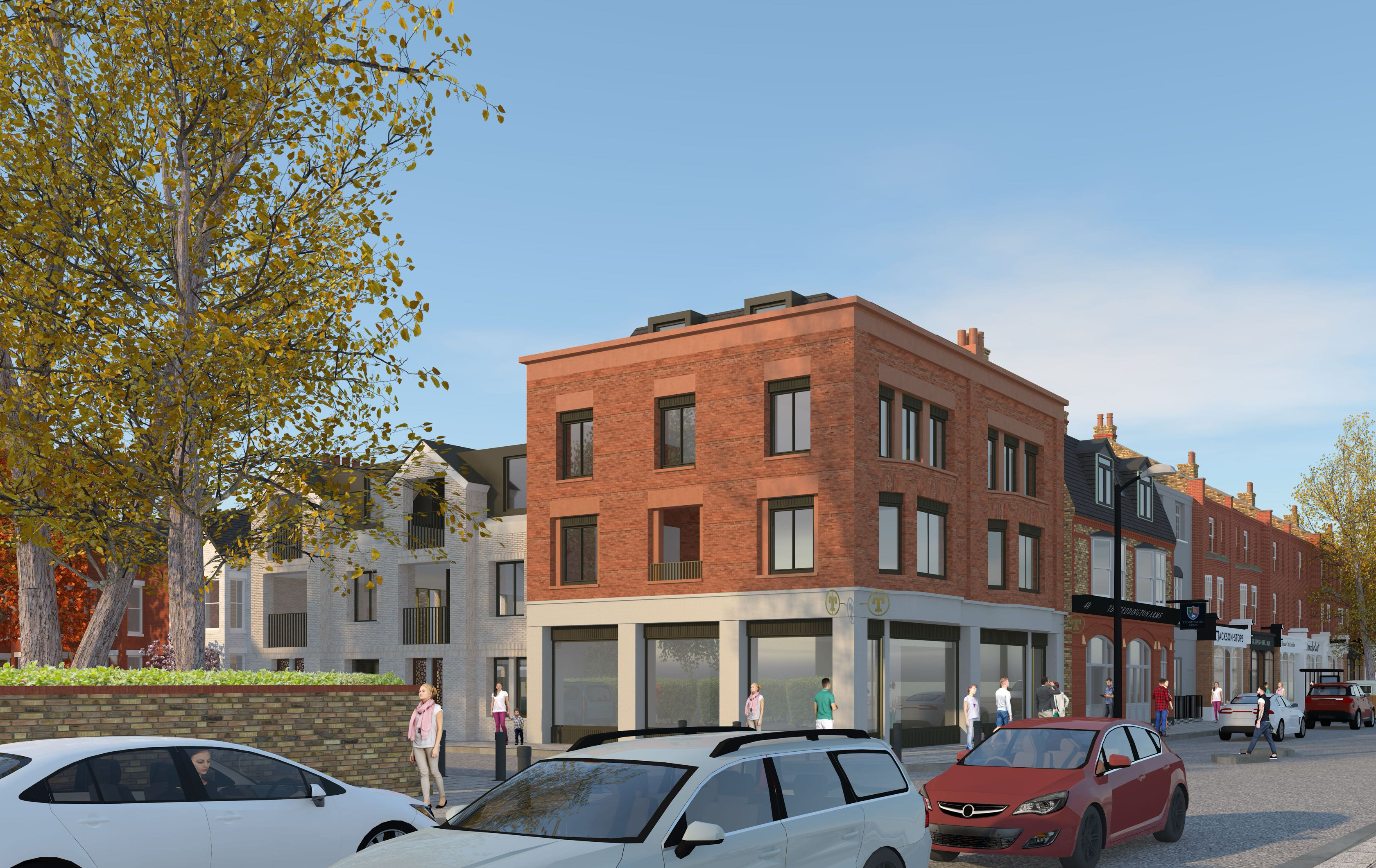 The new plans, if approved, would see the former HSBC buliding demolish and replaced with two retail units and eight flats. (Photo: Unico Developments via Richmond Council)