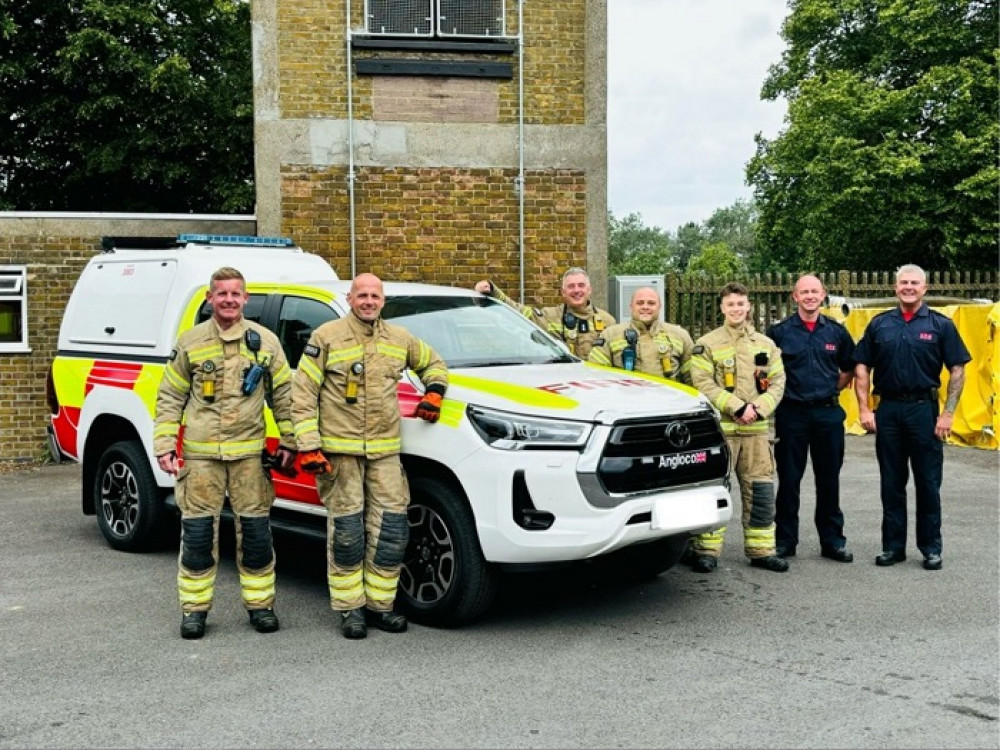 Feltham firefighters next to the new off-road vehicle from the London Fire Brigade (credit: London Fire Brigade).