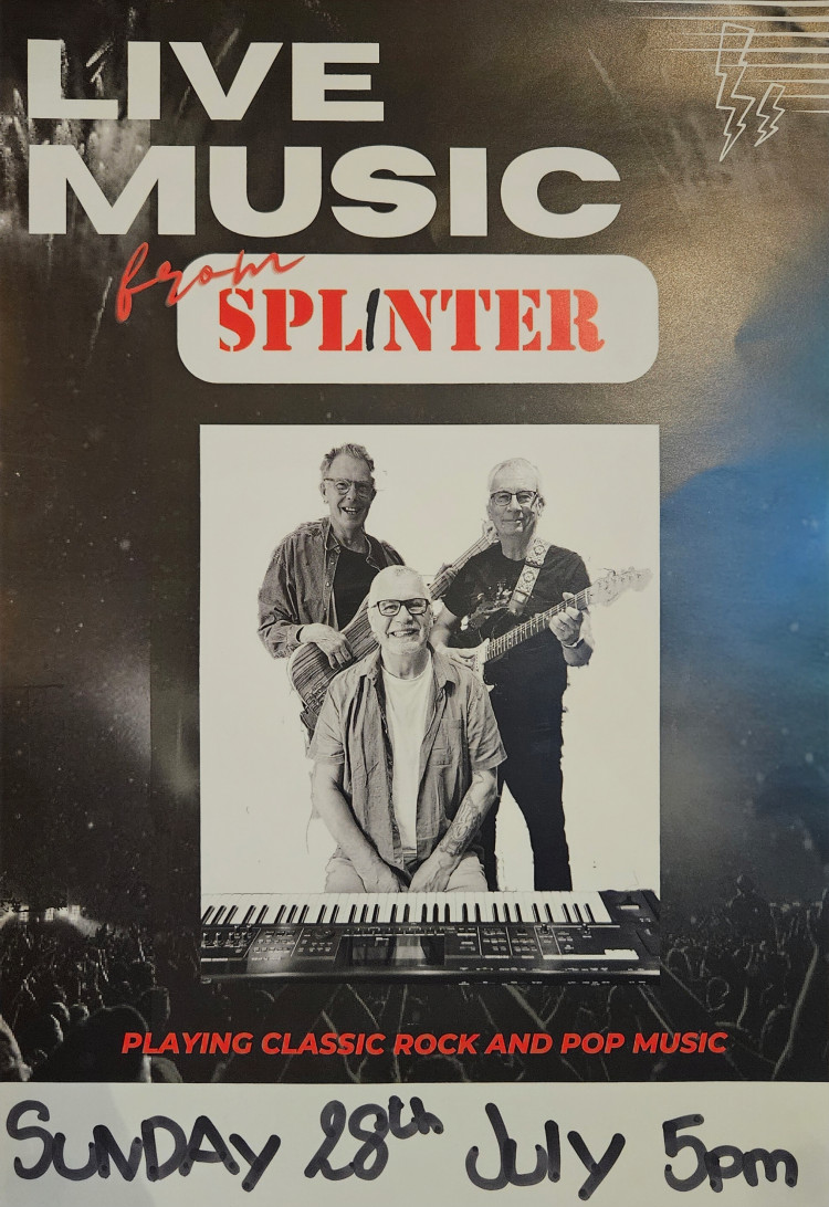 Live Music, "Splinter" playing Sunday 28th July 5pm