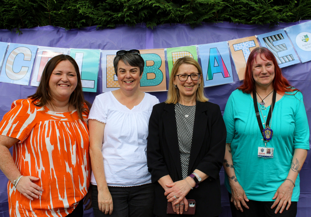 Headteacher of Adelaide School, Sarah Barlow (left), celebrating the 'Outstanding' Ofsted report (Nub News).