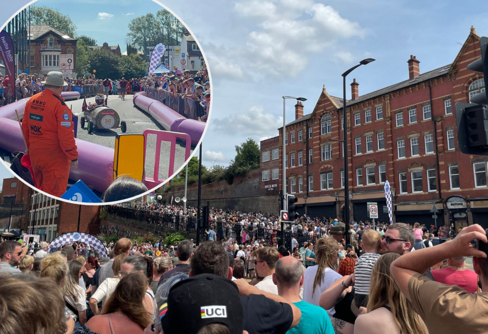 Stockport's Krazy Races 2024 attracted thousands of visitors to the town centre, as soapboxes sped from St Peter's Square down to The Chestergate (Images - Alasdair Perry)