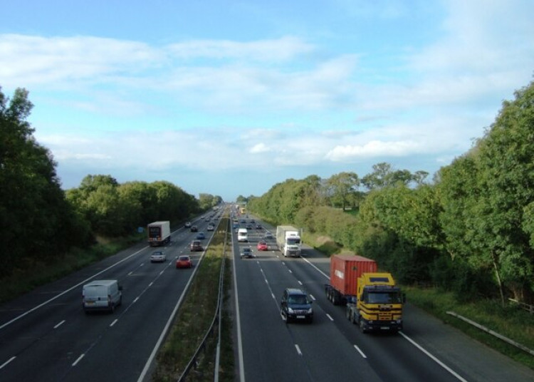 The M6 was closed between junctions 16 and 17 yesterday after a man was found on a bridge on Day Green Road. (Photo: Nub News) 