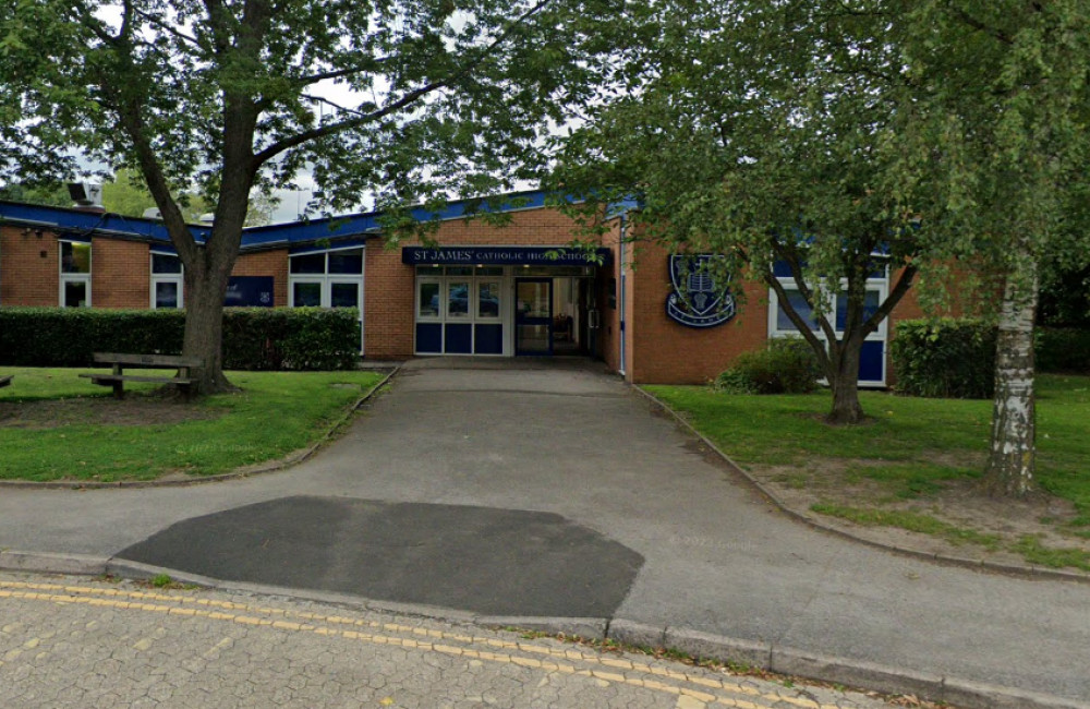 Plans have been submitted for a new teaching block at St James Catholic High School in Cheadle Hulme (Image - Google Maps)