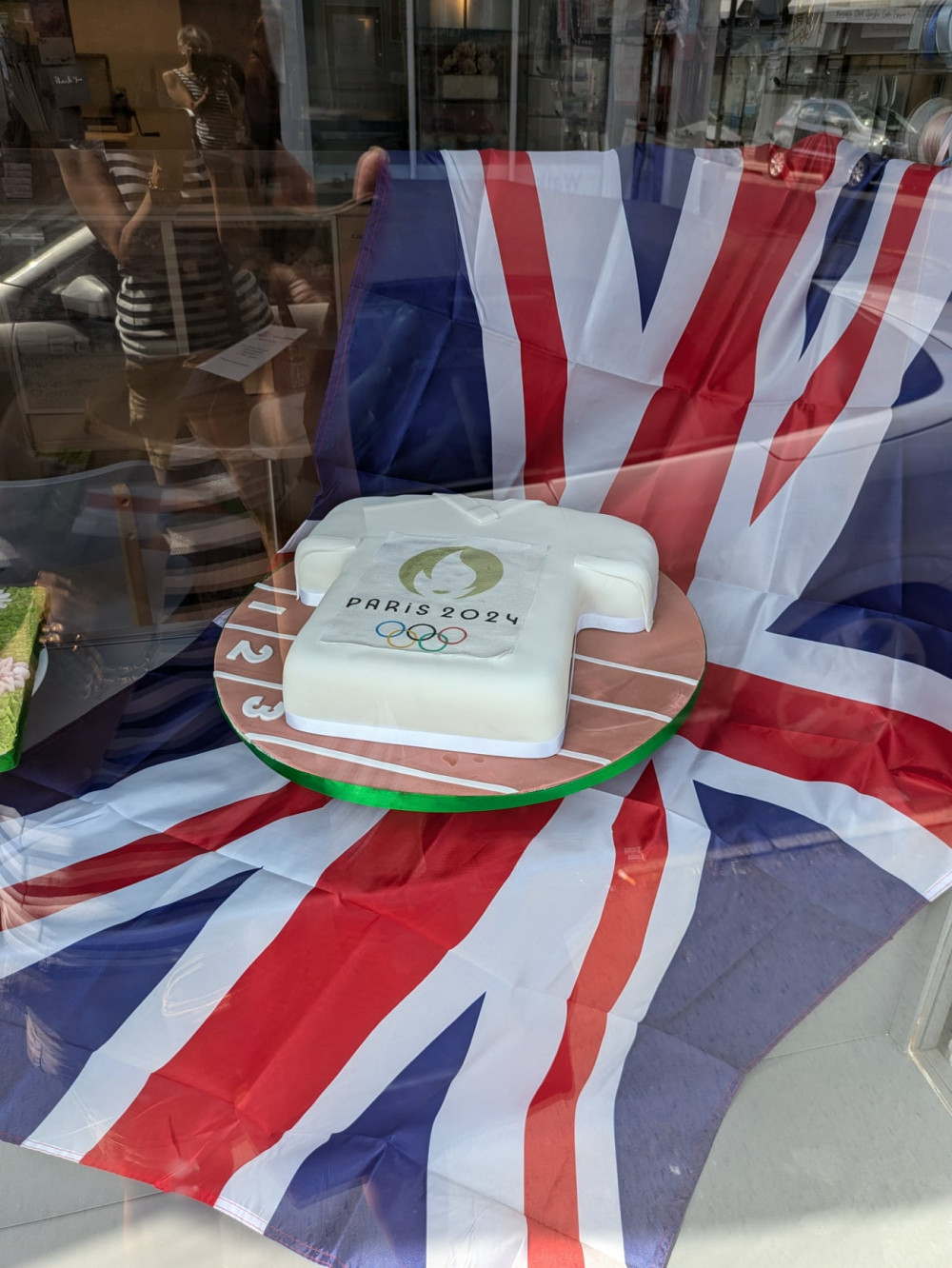 Spotted in Sandbach - a beautiful cake to celebrate the Olympics in the window of  Good Taste Cake Design in Bold Street. (Photo: Sandbach Nub News)