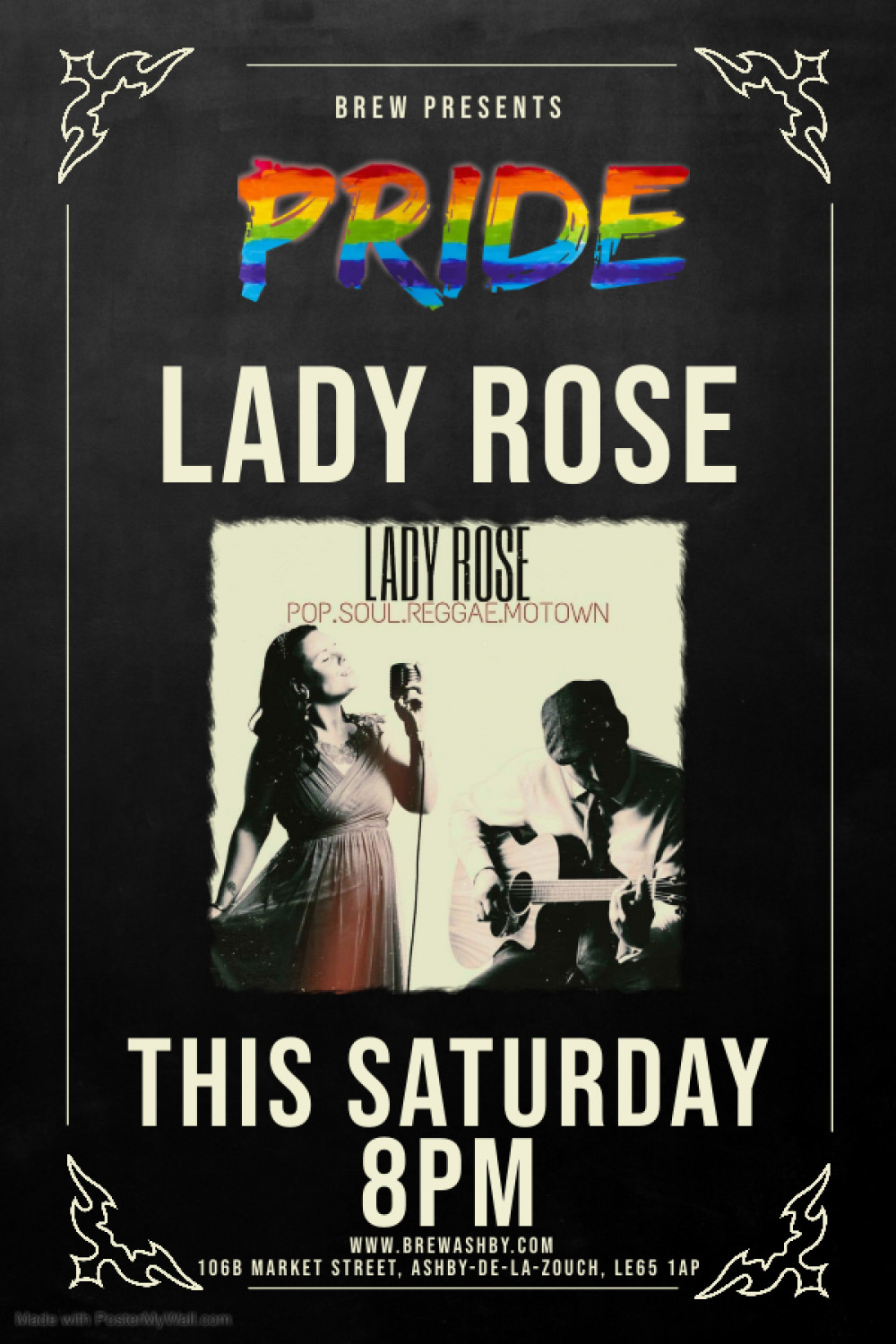 Lady Rose Saturday Live Acoustic Music at Brew, 106B Market Street, Ashby-de-la-Zouch