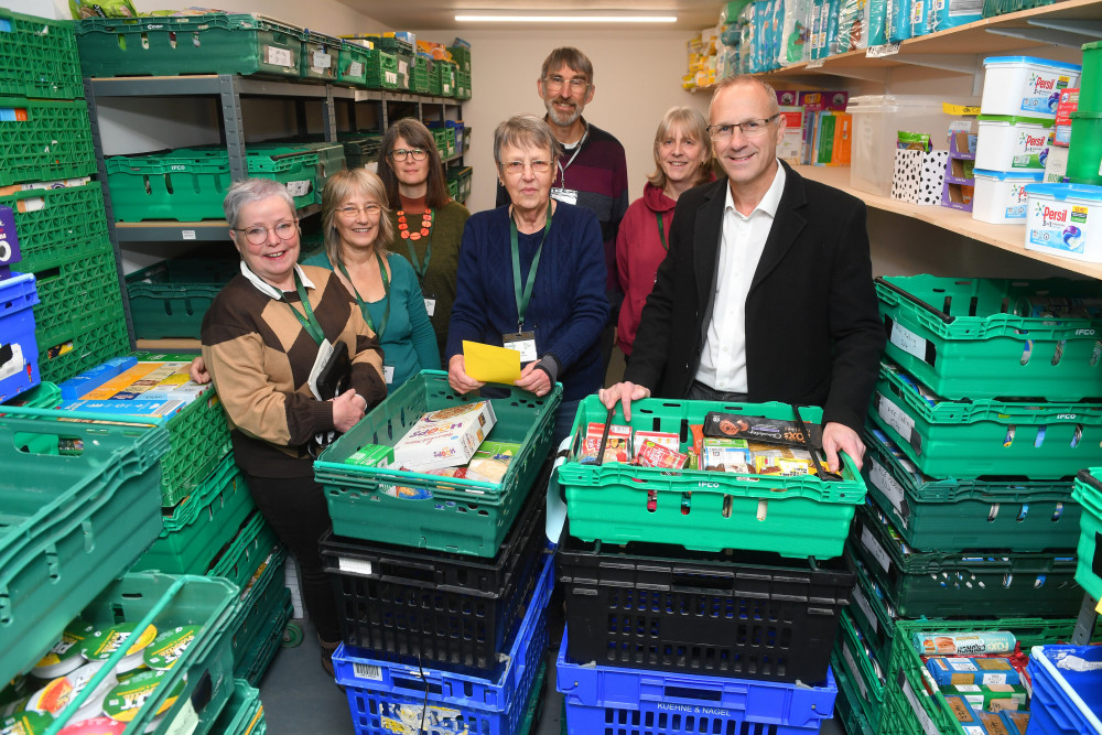 Coalville Foodbank representatives with David Wilson Homes Managing Director John Reddington. Photos: Supplied