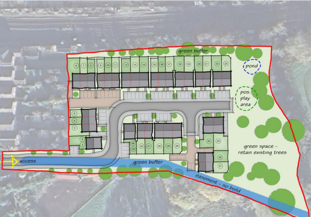 The homes would range from one to four-bedroom (image via planning application)