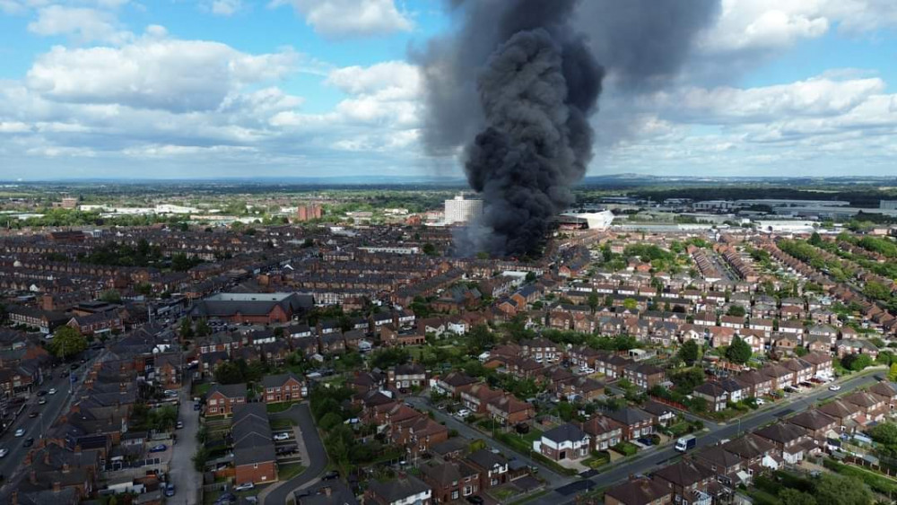 A 12-year-old boy has been arrested on suspicion of arson following a huge fire on Frances Street (Photo: Crewe Resident).